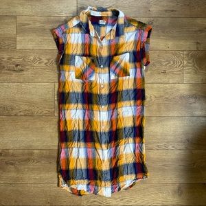 KAVU Makayla Plaid Button Down Gold Prep Dress